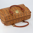 MCM Logogram Vicetos Boston Bag PVC Leather Brown Gold Auth gh1074-6
