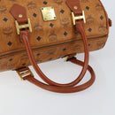 MCM Logogram Vicetos Boston Bag PVC Leather Brown Gold Auth gh1074-7
