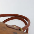 MCM Logogram Vicetos Boston Bag PVC Leather Brown Gold Auth gh1074-8