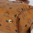MCM Logogram Vicetos Boston Bag PVC Leather Brown Gold Auth gh1075-9