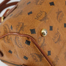 MCM Logogram Vicetos Boston Bag PVC Leather Brown Gold Auth gh1075-14