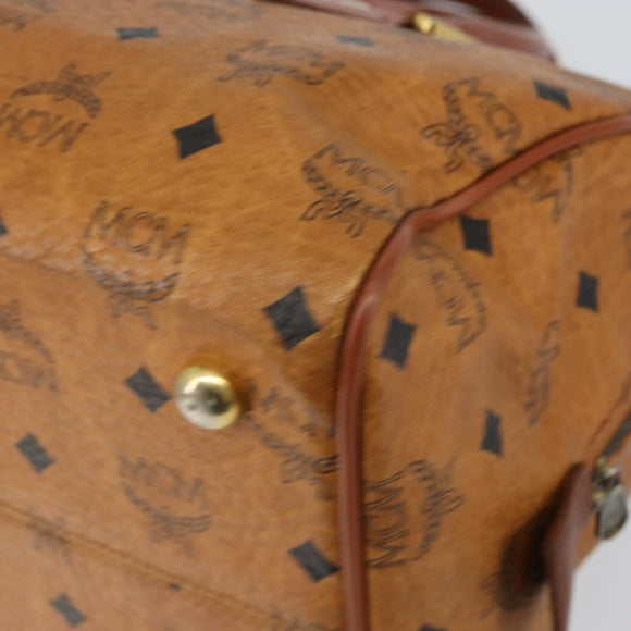 MCM Logogram Vicetos Boston Bag PVC Leather Brown Gold Auth gh1075