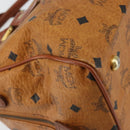 MCM Logogram Vicetos Boston Bag PVC Leather Brown Gold Auth gh1075-16
