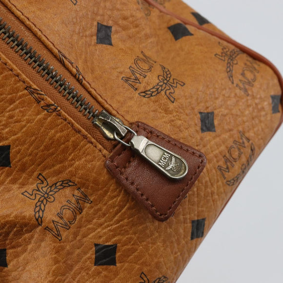 MCM Logogram Vicetos Boston Bag PVC Leather Brown Gold Auth gh1075