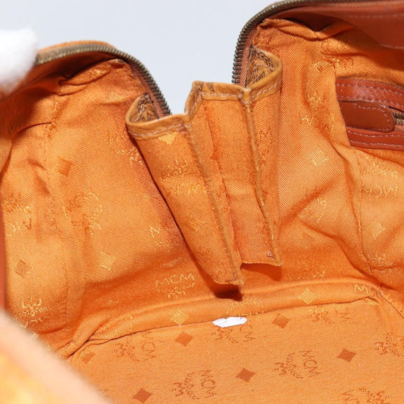 MCM Logogram Vicetos Boston Bag PVC Leather Brown Gold Auth gh1075