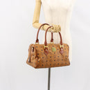 MCM Logogram Vicetos Boston Bag PVC Leather Brown Gold Auth gh1075-22