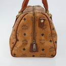 MCM Logogram Vicetos Boston Bag PVC Leather Brown Gold Auth gh1075-3