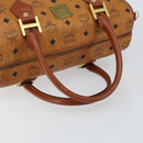 MCM Logogram Vicetos Boston Bag PVC Leather Brown Gold Auth gh1075-7
