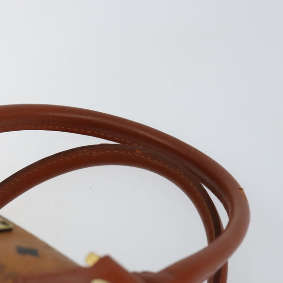 MCM Logogram Vicetos Boston Bag PVC Leather Brown Gold Auth gh1075