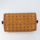 MCM Logogram Vicetos Boston Bag PVC Leather Brown Gold Auth gh1075-5