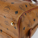 MCM Logogram Vicetos Boston Bag PVC Leather Brown Gold Auth gh1076-9