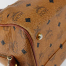 MCM Logogram Vicetos Boston Bag PVC Leather Brown Gold Auth gh1076-14