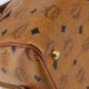 MCM Logogram Vicetos Boston Bag PVC Leather Brown Gold Auth gh1076-16