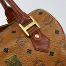 MCM Logogram Vicetos Boston Bag PVC Leather Brown Gold Auth gh1076-17