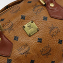 MCM Logogram Vicetos Boston Bag PVC Leather Brown Gold Auth gh1076-12