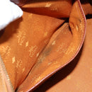 MCM Logogram Vicetos Boston Bag PVC Leather Brown Gold Auth gh1076-22