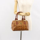 MCM Logogram Vicetos Boston Bag PVC Leather Brown Gold Auth gh1076-23