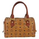 MCM Logogram Vicetos Boston Bag PVC Leather Brown Gold Auth gh1076-2
