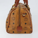 MCM Logogram Vicetos Boston Bag PVC Leather Brown Gold Auth gh1076-4
