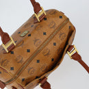 MCM Logogram Vicetos Boston Bag PVC Leather Brown Gold Auth gh1076-6