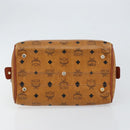 MCM Logogram Vicetos Boston Bag PVC Leather Brown Gold Auth gh1076-5