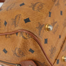 MCM Logogram Vicetos Boston Bag PVC Leather 2way Brown Gold Auth gh1077-16