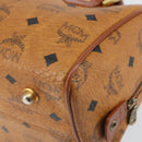 MCM Logogram Vicetos Boston Bag PVC Leather 2way Brown Gold Auth gh1077-17