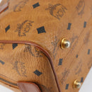 MCM Logogram Vicetos Boston Bag PVC Leather 2way Brown Gold Auth gh1077-18