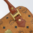 MCM Logogram Vicetos Boston Bag PVC Leather 2way Brown Gold Auth gh1077-10