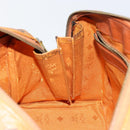 MCM Logogram Vicetos Boston Bag PVC Leather 2way Brown Gold Auth gh1077-21