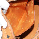 MCM Logogram Vicetos Boston Bag PVC Leather 2way Brown Gold Auth gh1077-23