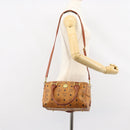 MCM Logogram Vicetos Boston Bag PVC Leather 2way Brown Gold Auth gh1077-24
