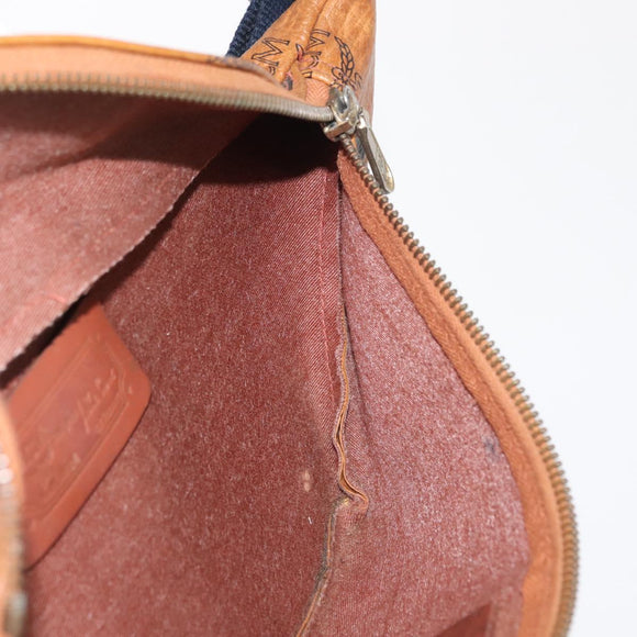 MCM Logogram Vicetos Waist Bag PVC Leather Brown Auth gh1078