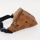 MCM Logogram Vicetos Waist Bag PVC Leather Brown Auth gh1078-4