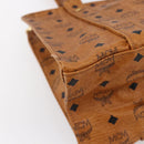 MCM Logogram Vicetos Tote Bag PVC Leather Brown Gold Auth gh1079-15
