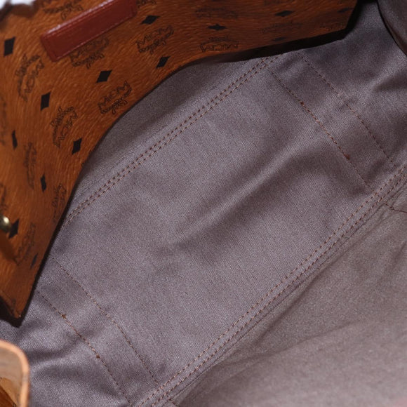 MCM Logogram Vicetos Tote Bag PVC Leather Brown Gold Auth gh1079