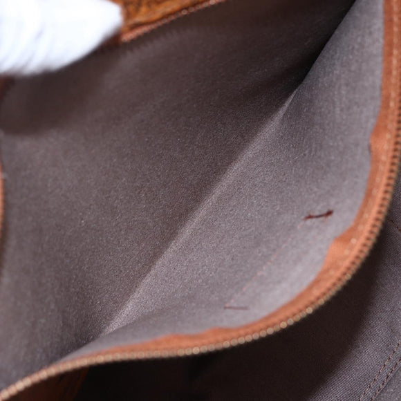 MCM Logogram Vicetos Tote Bag PVC Leather Brown Gold Auth gh1079