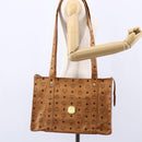 MCM Logogram Vicetos Tote Bag PVC Leather Brown Gold Auth gh1079-21