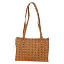 MCM Logogram Vicetos Tote Bag PVC Leather Brown Gold Auth gh1079-2