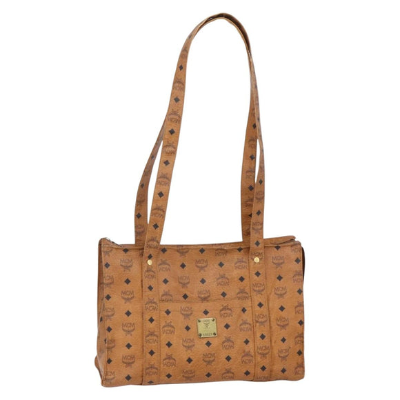 MCM Logogram Vicetos Tote Bag PVC Leather Brown Gold Auth gh1080