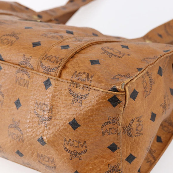 MCM Logogram Vicetos Tote Bag PVC Leather Brown Gold Auth gh1080