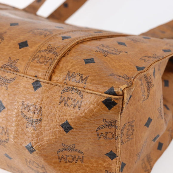 MCM Logogram Vicetos Tote Bag PVC Leather Brown Gold Auth gh1080