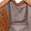 MCM Logogram Vicetos Tote Bag PVC Leather Brown Gold Auth gh1080-17