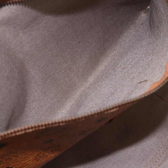 MCM Logogram Vicetos Tote Bag PVC Leather Brown Gold Auth gh1080