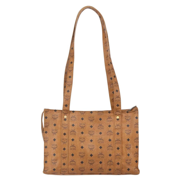 MCM Logogram Vicetos Tote Bag PVC Leather Brown Gold Auth gh1080