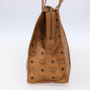 MCM Logogram Vicetos Tote Bag PVC Leather Brown Gold Auth gh1080-4