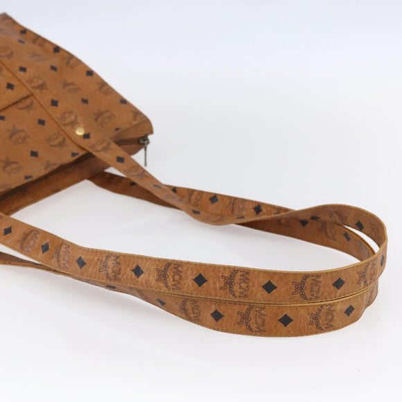 MCM Logogram Vicetos Tote Bag PVC Leather Brown Gold Auth gh1080