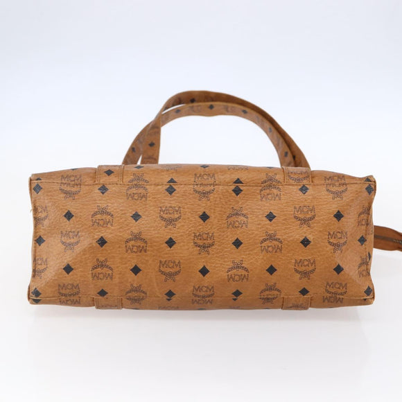 MCM Logogram Vicetos Tote Bag PVC Leather Brown Gold Auth gh1080