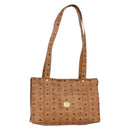 MCM Logogram Vicetos Tote Bag PVC Leather Brown Gold Auth gh1081-1
