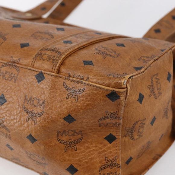 MCM Logogram Vicetos Tote Bag PVC Leather Brown Gold Auth gh1081